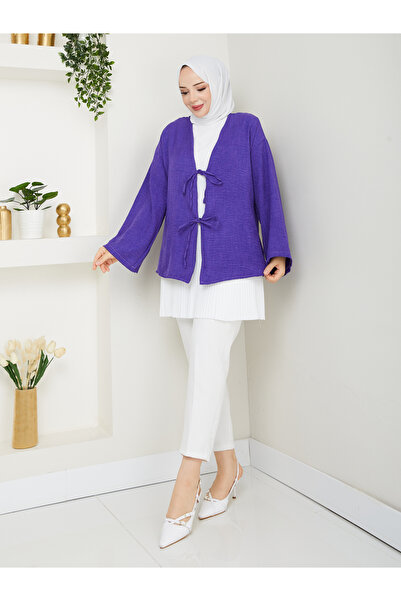 fh fashionhere Kadın Tesettür Kolsuz Ekru Piliseli Içlik Gömlek Tunik Bluz Pliseli Pileli