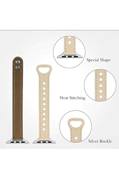 GREGOSS Apple Watch 42/44/45/46/49 Ultra MM (Seri 10-46 MM) Uyumlu İnce Deri Ayarlanabilir Kordon