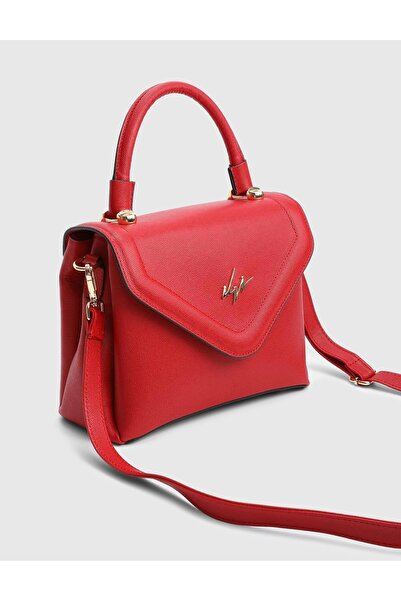 İLVİ Brazilya Baskılı Deri Kadın Kırmızı El Çantası