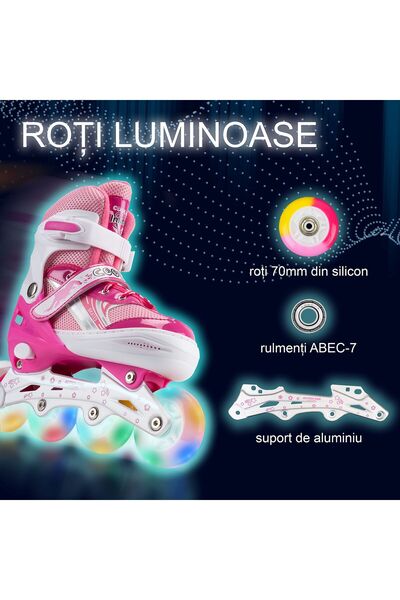 ACTION ONE Pinky roller set, with helmet, protectors and carry bag, adjustable, M (35-38), pink