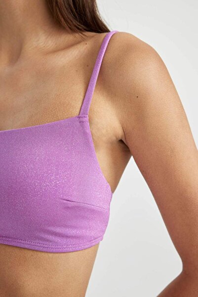 DeFacto Regular Fit Parlak Kumaş Bikini Üstü-Fall in Love B7475AX24SM