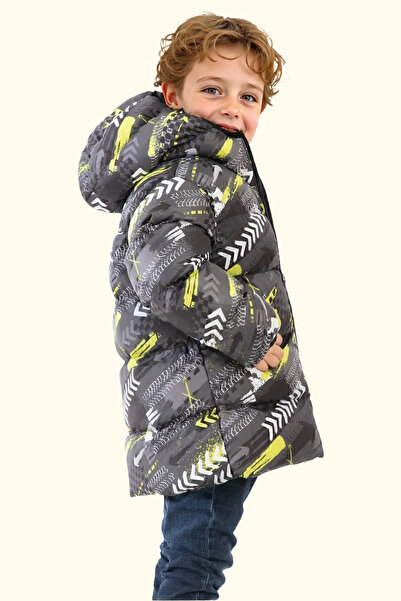 freemen Spor Erkek Dijital Desen  Polar Su ve Rüzgar Geçirmez Kapüşonlu   Mont