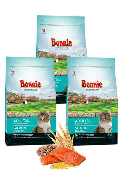 Bonnie Somonlu Kedi Maması 1,5 Kg X 3