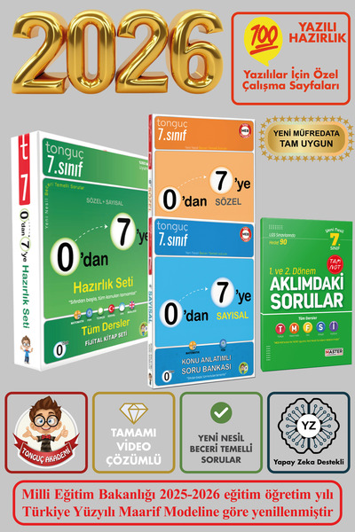 Tonguç Yayınları Tonguç 7. Sınıf 0 Dan 7 Ye Tüm Dersler Konu Anlatımlı Soru B...
