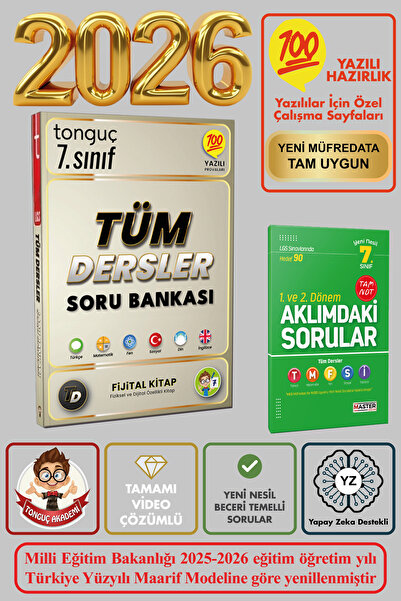 Tonguç Yayınları Tonguç 7.Sınıf 1. ve 2. Dönem Tüm Dersler Soru Bankası Fijital Kitap Yeni Nesil
