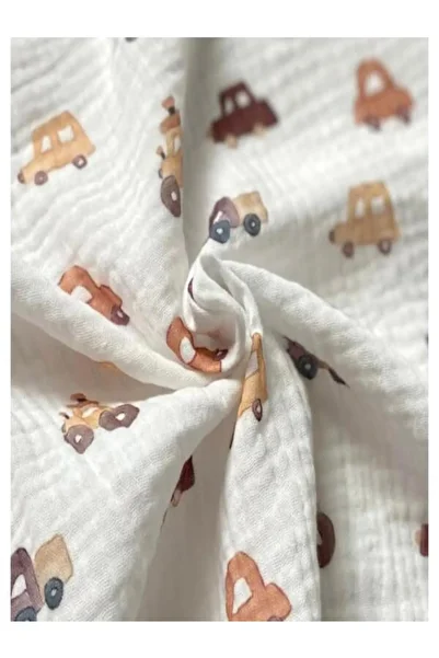 ToprikoKids Baby Cars 100% Organic Cotton 100X100 cm Double Layer Muslin Cover