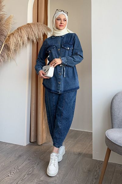 InStyle Set cămașă și top din denim albastru