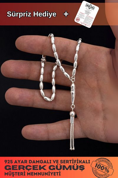 OSMANLI GÜMÜŞ Silver Rosary Barley Cut Medium Size 15gr