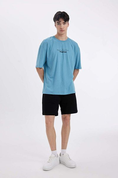 DeFacto Oversize Wide Fit Crew Neck Back Printed Short Sleeve T-Shirt C4084Ax24Sm
