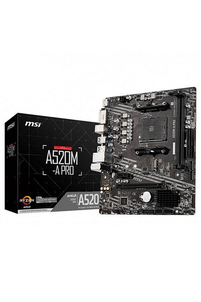 MSI A520M-A PRO DDR4 M2 PCIe NVME HDMI DVI PCIe 16X v3.0 AM4 mATX