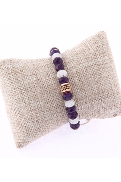 OSMANLI DOĞAL TAŞ Sertifikalı Doğal Taş Bileklik - 7mm Rondel Kesim,ay Taşı,ametist