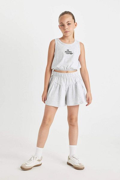 DeFacto Girl's 2 Piece Set Printed Sleeveless T-Shirt Shorts D1713A824Hs