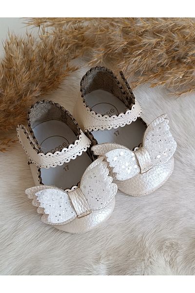 Hodore Angel Cream Genuine Leather Baby Loafer Booties