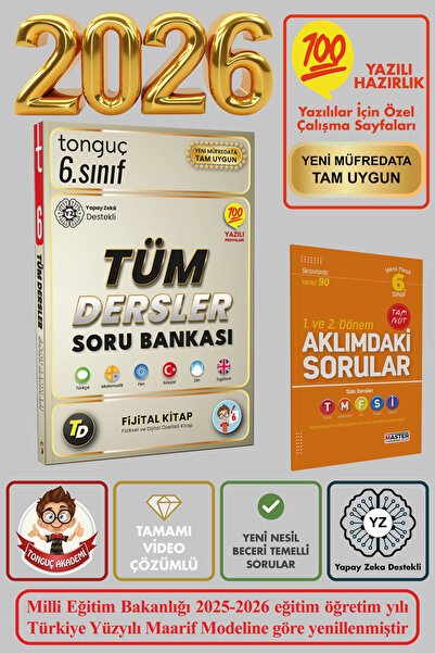 Tonguç Yayınları 6.Sınıf 1. ve 2. Dönem Tüm Dersler Soru Bankası Fijital Kitap Yeni Nesil
