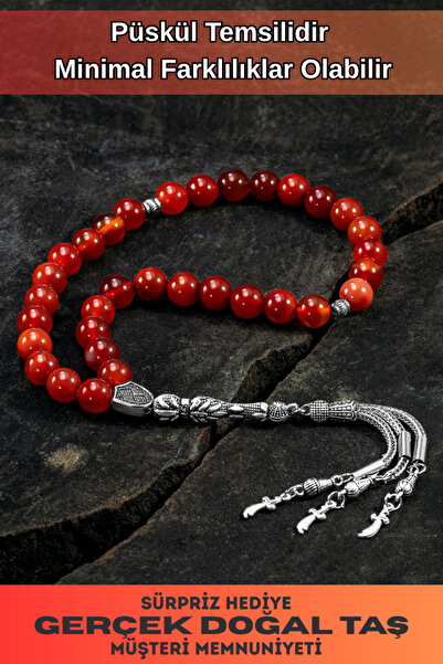 OSMANLI GÜMÜŞ Χάντρες Προσευχής από Φυσική Πέτρα - Αχάτης Φυσική Πέτρα Χάντρε...