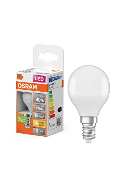 Osram Led 4.9W 2700K 470lm E14 Duy Sarı Işık Top Ampul