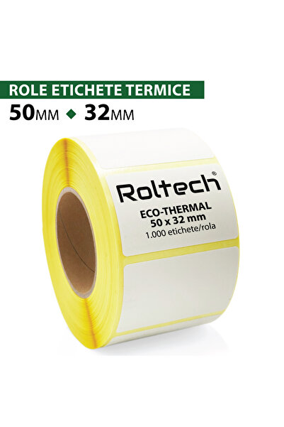 ROLTECH Thermal label roll | 50x32mm | 1000 sheets/roll | 40mm tube | Thermal label roll