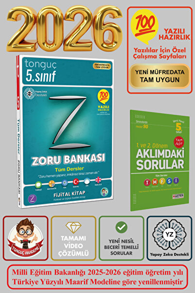 Tonguç Yayınları 5. Sınıf Yeni Nesil Zoru Bankası Tüm Dersler Soru Bankası Ma...