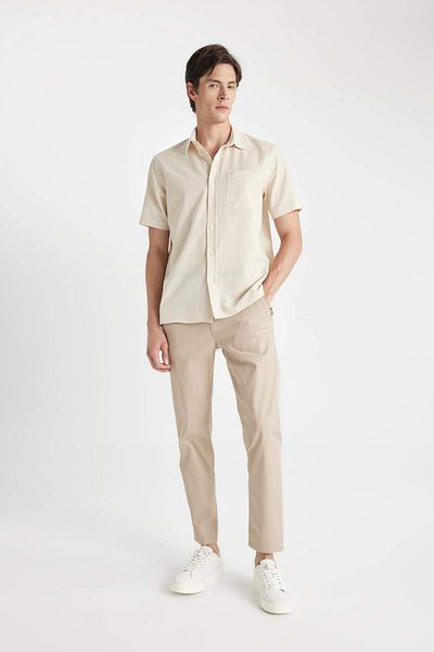 DeFacto Regular Fit Regular Cut Summer Twill Chino Canvas Trousers with Pockets Straight Leg D1779Ax24Sp