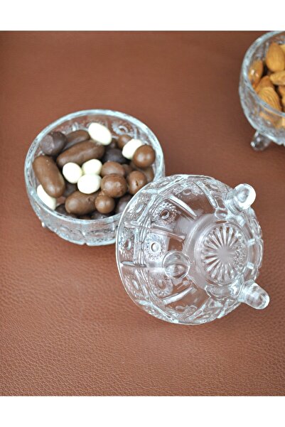 Porselen Diyarı 2'li Kristal Cam Ayaklı Kase Çerezlik Şekerlik