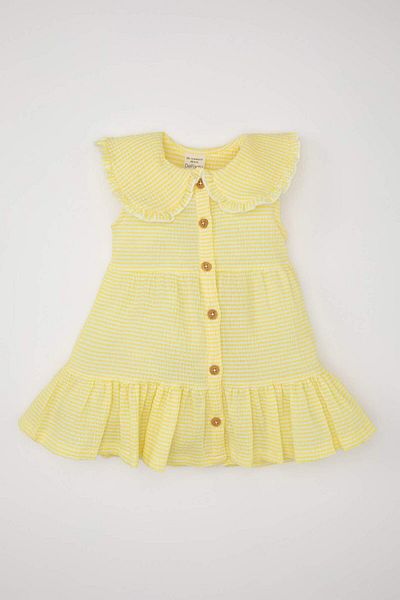 DeFacto Poplin Fabric Baby Girl Striped Sleeveless Dress - C7245A524SM