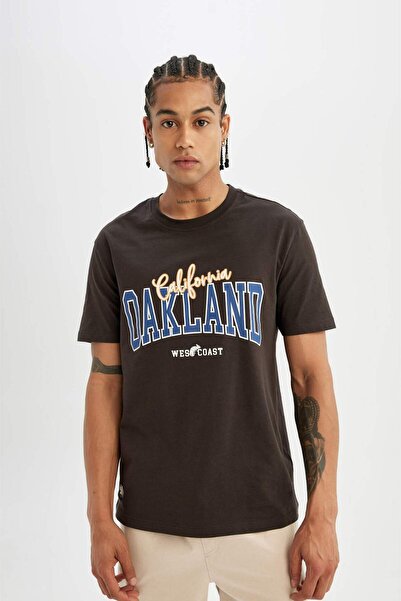 DeFacto Regular Fit Bisiklet Yaka Baskılı Kısa Kollu Tişört C5671AX24HS