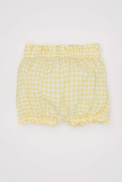 DeFacto Kız Bebek 3'lü Takım Baskılı Kolsuz Tişört Kareli Krinkıl Şort Saç Bandı C8817A524SM