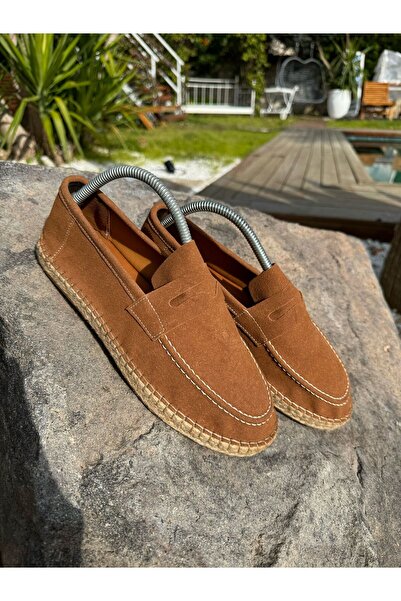 by selvi Lukka Shoes Lotus Men's Faux Leather Tan Loafer Espadrille