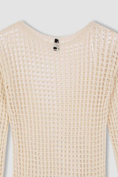 DeFacto Long Mini Sleeve Crew Neck Crochet - D3020AX24SM