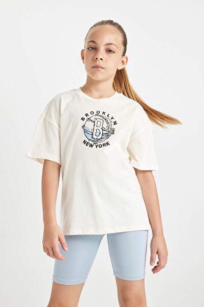 DeFacto Girls Nba Brooklyn Nets Relax Fit Crew Neck Short Sleeve T-Shirt C5776A824Sm