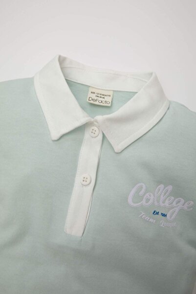 DeFacto Tricou cu guler cămașă imprimat pentru fetiță - mânecă scurtă D0865A524SM