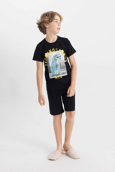 DeFacto Boys' Printed Pajamas Set Short Sleeve Top Shorts C5499A824Sm