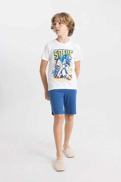 DeFacto Boy's Sonic the Hedgehog Pajama Set - Short Sleeve and Shorts C5508A824SM