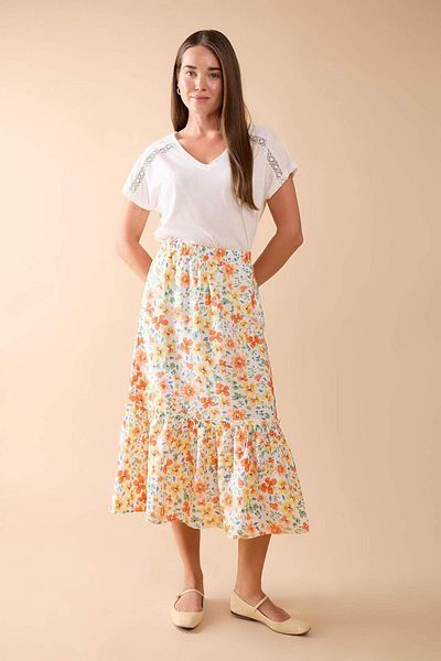 DeFacto Floral Patterned A-Line Midi Skirt A5957Ax24Hs