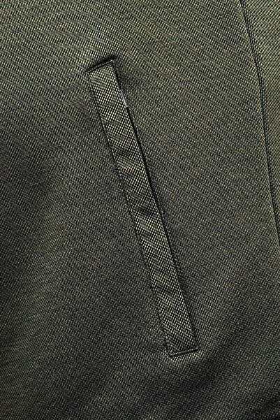 BESSA Khaki Stand Collar Tracksuit Top Fully Lined Zippered Pockets Men