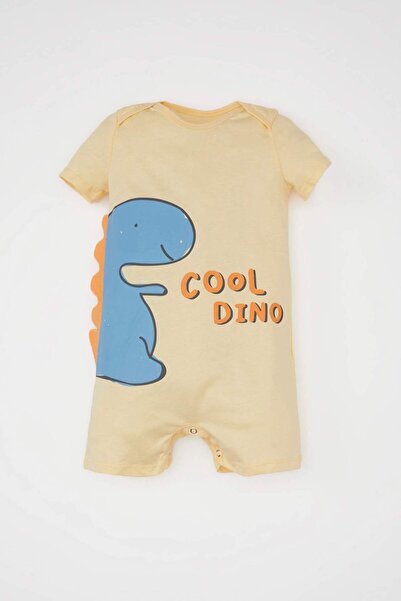 DeFacto Erkek Bebek Yeni Doğan Dinazor Baskılı Penye Kısa Kollu Tulum D2766A5...
