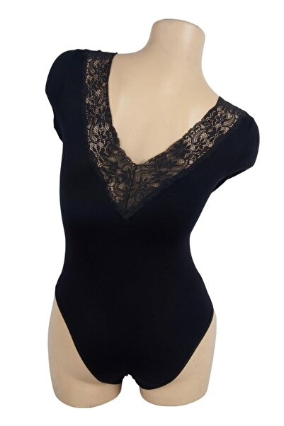 LA DON LADON VİSKON PENYE UZUN KOL DANTEL AGRAFLI BODY 204