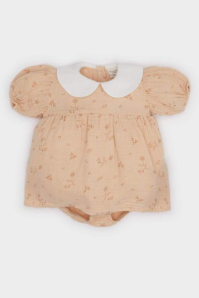 DeFacto Baby Mädchen Neugeborenes Blumenkleid aus Musselin mit Druckknopfverschluss C5091a524sm