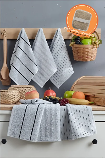 Rebeka Home Collection Відкритий сірий 6-паковий рушник для кухні Sophia 30x50