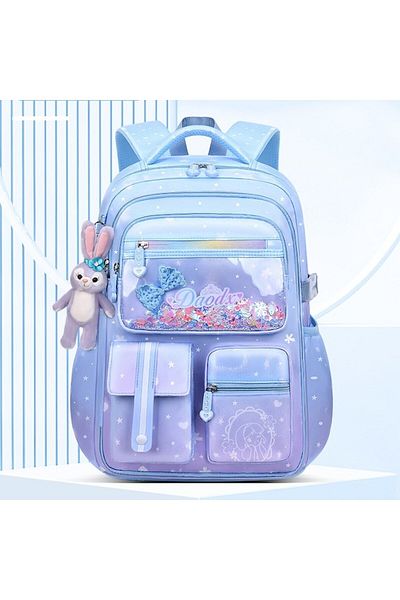 OricareFain School Backpack, NEVERMORE, 45 x 30 x 19 cm, Cute Design with Bow, Water-Resistant, Blue