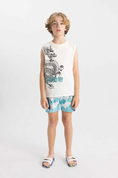 DeFacto Boy's Printed Crew Neck Tank Top - C5109A824HS