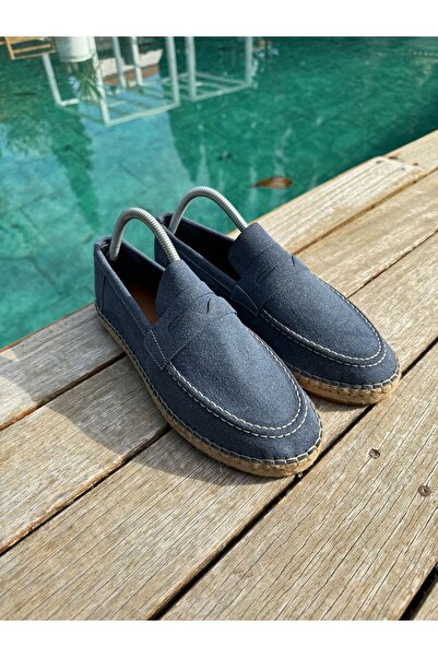 by selvi Lukka Shoes Лотос Чоловічі шкіряні сині мокасини Espadril