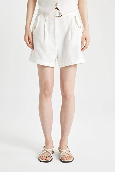 DeFacto High Waist Relax Fit Linen Blended Crop Shorts - C9579AX24SM