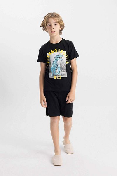 DeFacto Boys' Printed Pajamas Set Short Sleeve Top Shorts C5499A824Sm