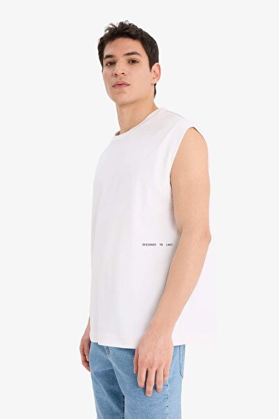 DeFacto %100 Pamuk Boxy Fit Baskılı Bisiklet Yaka Atlet C5040AX24HS