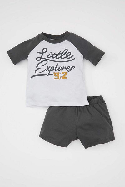 DeFacto Baby Boy 2 Piece Set Printed Short Sleeve T-Shirt Shorts C6090A524Sm
