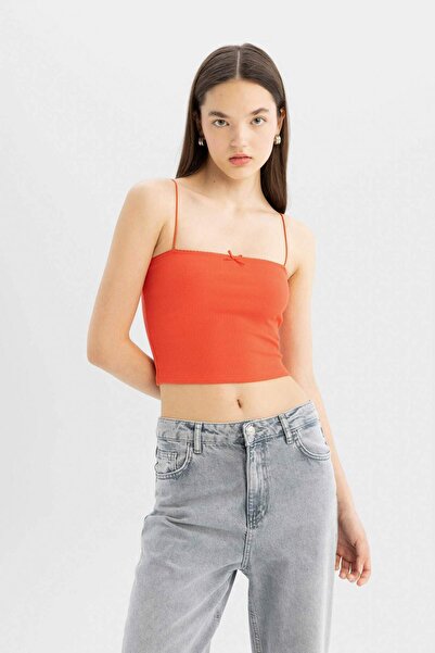 DeFacto Coool Fitted Ribbed Camisole Slim Strap Undershirt D1382Ax24Sm