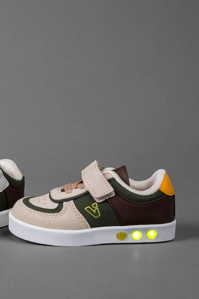 Vicco Sam Model Lighted Baby Boy and Kids Sneakers Khaki Sneakers