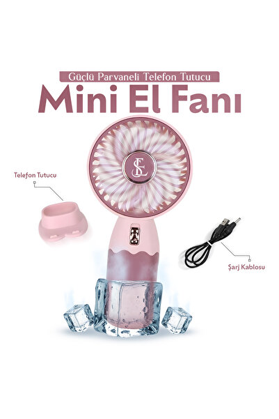 EN SİGA Güçlü Parvaneli Telefon Tutucu Renkli Mini El Fanı Taşınabilir Şarjlı...