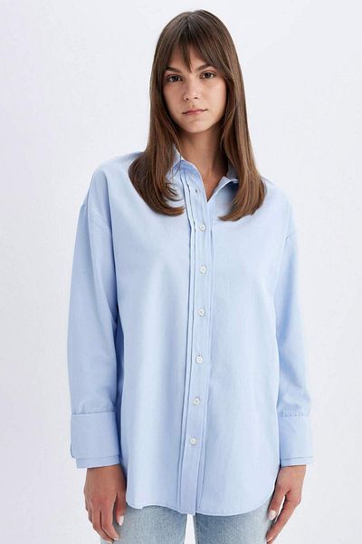 DeFacto Relax Fit Poplin Long Sleeve Hijab Shirt Tunic C9430Ax24Sm